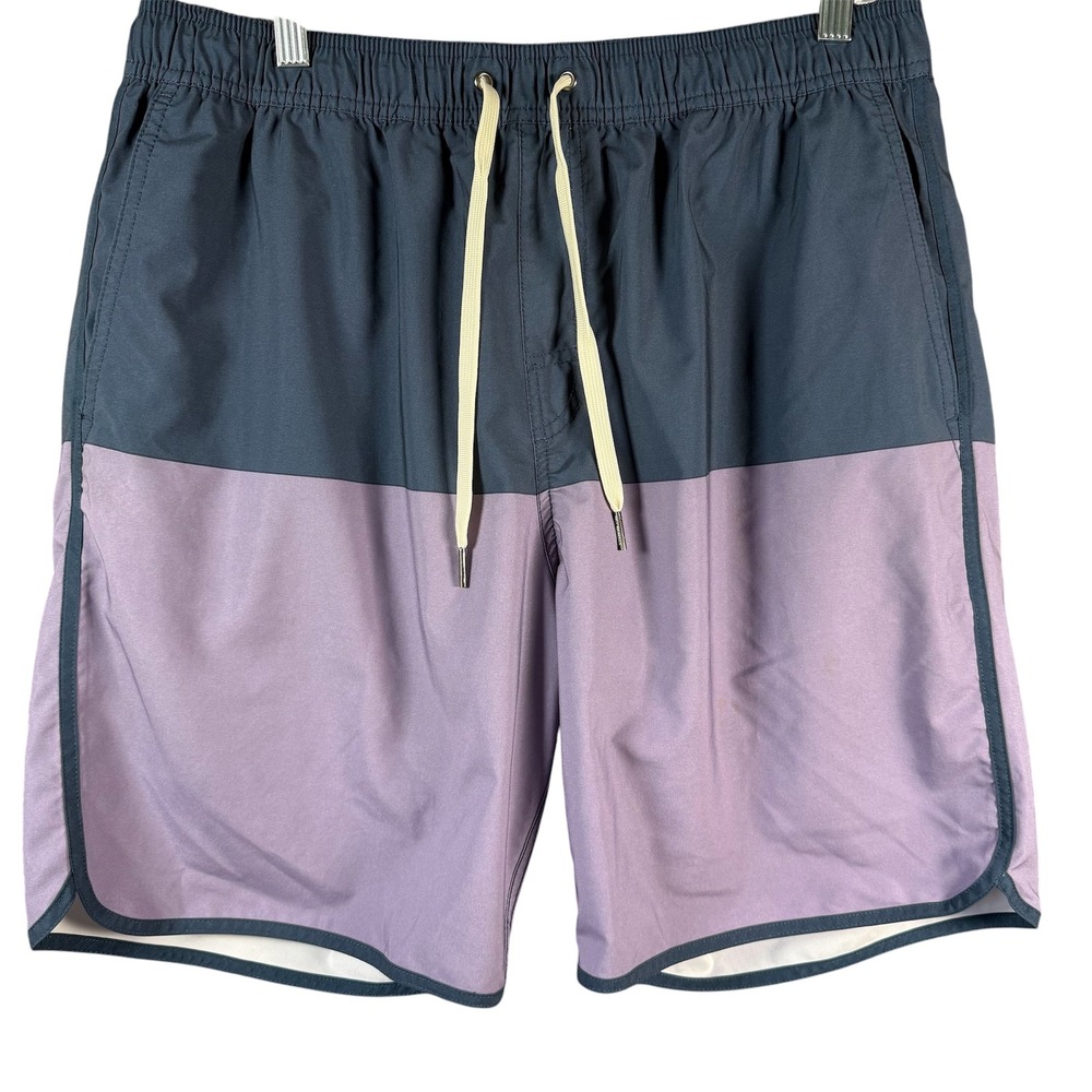 Fair Harbor The Anchor Swim Trunks Mens XL Navy Purple Colorblock Board Shorts
